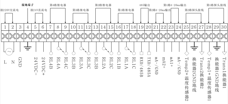水下测距仪接线端子示意图